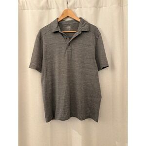 GH Bass & Co Mens Gray Heathered Short Sleeve Stretch Polo Shirt Size M